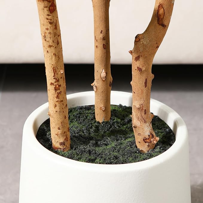 Künstlicher Geigenblatt-Feigenbaum mit weißem Pflanzgefäß