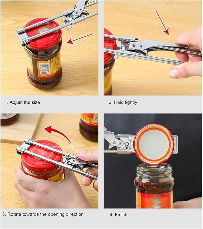 Master Jar & Bottle Opener, verstellbar, multifunktional, Edelstahl.