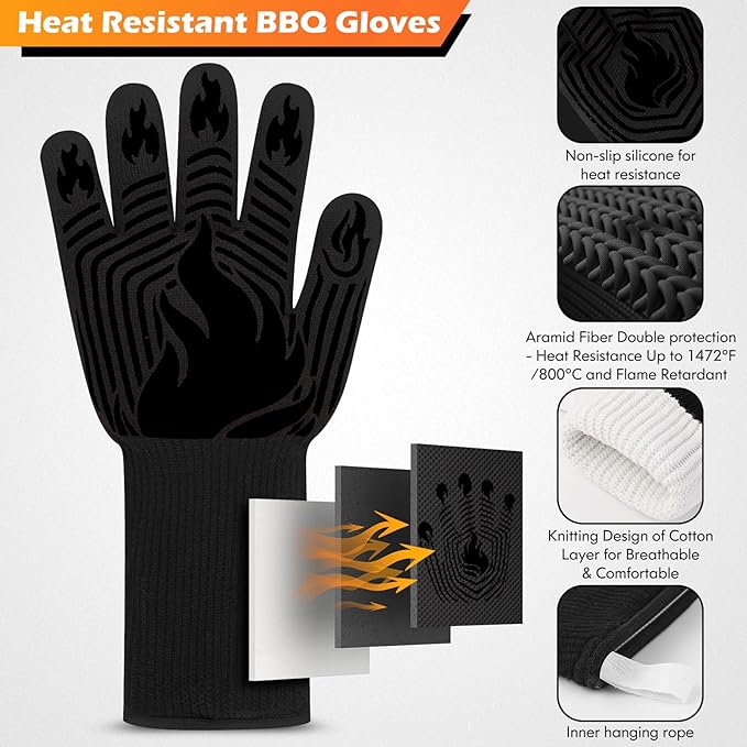 Grillhandschuhe Hitzebeständige, feuerfeste Handschuhe.
